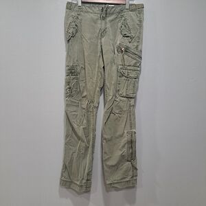 H&M L.O.G.G. Womens 8 Green Cargo Utility Pants READ‎